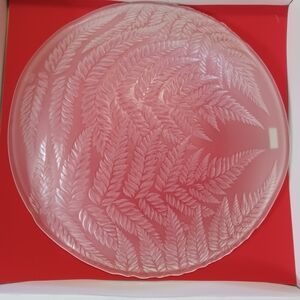 Vintage HOYA Crystal "Frosted Fern" Serving Platter - Japan With Original Box